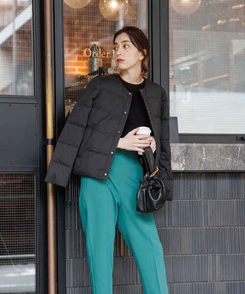 OPAQUE.CLIPミュラーダウン　ノーカラージャケット 黒 OPAQUE．CLIP ミュラーダウン/撥水ノーカラージャケット