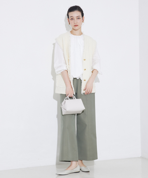 qualite（カリテ） パンツ 撥水ツイルワイドパンツ/夏服 レディース