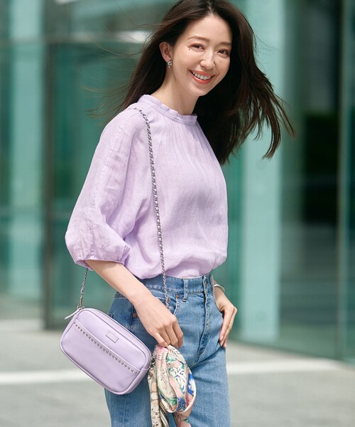 美品 23区 LIBECO スリーブコンシャス リネンブラウス 麻100% 黒 23区 ブラウス シャツ 「洗える」LIBECOリネン ボリューム
