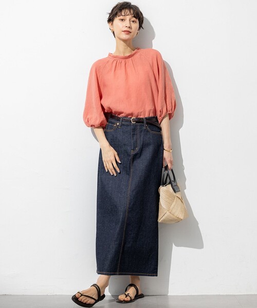 23区 ブラウス シャツ 「洗える」LIBECOリネン ボリューム