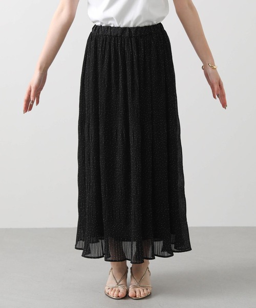 gready brilliant ダグ付き　ロングプリーツスカート Gready Brilliant スカート DOTシフォンプリーツスカート