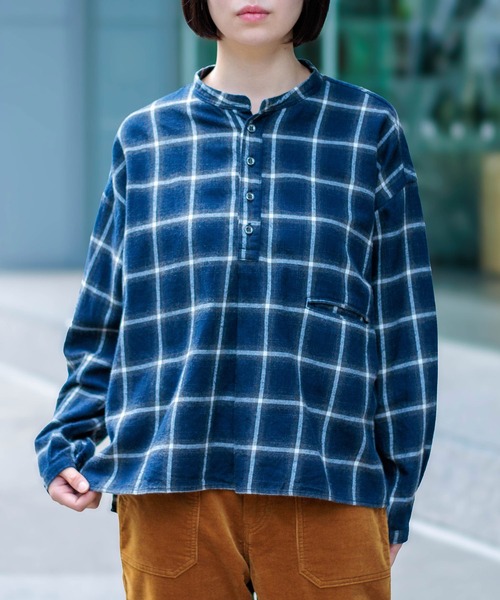 【美品 定価30800円】TMT 21AW インディゴ チェックシャツ XL TMT チェック シャツ メンズ レディ―ス グリーン オレンジ ダブル