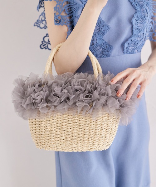 tocco closet かごバッグ カゴバッグ チュールフリルペーパー