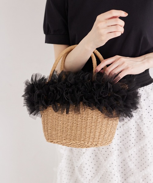 tocco closet かごバッグ カゴバッグ チュールフリルペーパー
