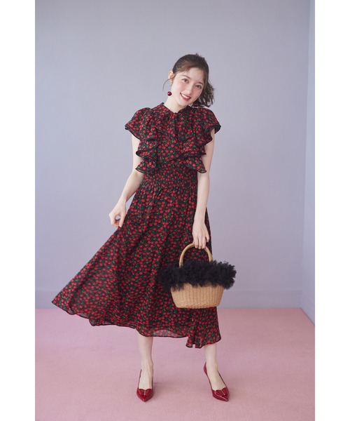 べっく　美奈代select　水玉柄オーガンジーフリルペーパーかごバッグ べっく様専用 美奈代select 水玉柄オーガンジーフリルペーパー