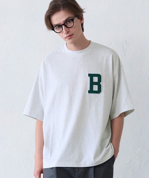coca（コカ） tシャツ サガラ刺繍レタードワッペン半袖Tシャツ メンズ 