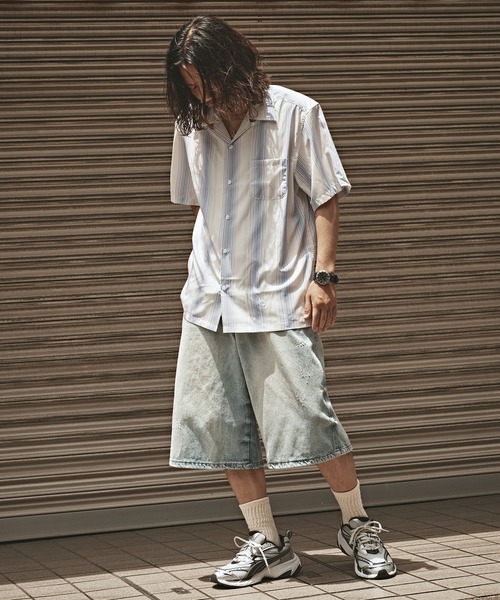 KTZ メンズ デニムショーツ ハーフパンツ ヴィンテージ ハーフパンツ メンズ デニムワイドカーゴハーフパンツ[品番