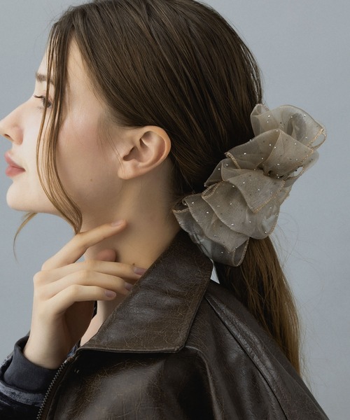 LA MUe ヘアクリップ 「LA MUE」オーガンジーフリルバナナクリップ