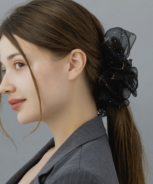 LA MUe ヘアクリップ 「LA MUE」オーガンジーフリルバナナクリップ