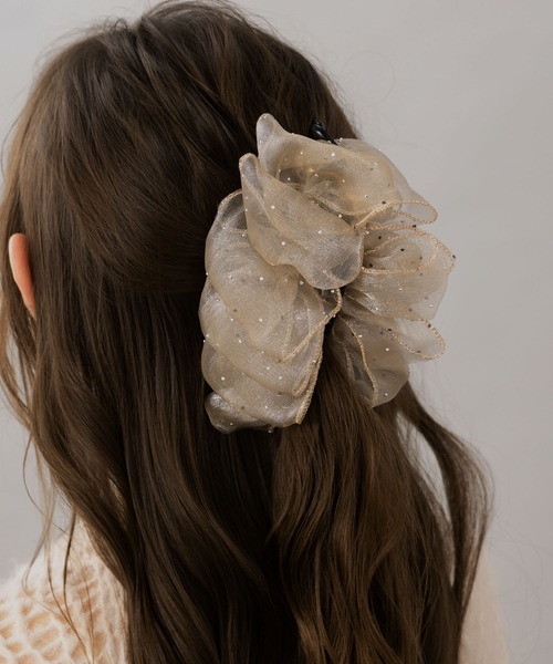 SALE♡ハンドメイド♡オーガンジーフリルポニークリップ② ヘアクリップ 「LA MUE」オーガンジーフリルバナナクリップ : ZOZOTOWN