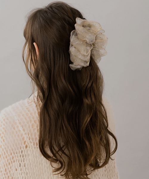 SALE♡ハンドメイド♡オーガンジーフリルポニークリップ② LA MUe ヘアクリップ 「LA MUE」オーガンジーフリルバナナクリップ