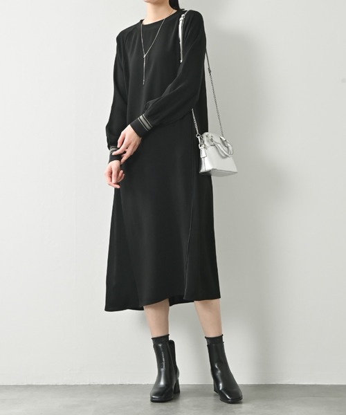 ワンピース 1枚でサマになる♪異素材コンビふんわりワンピース