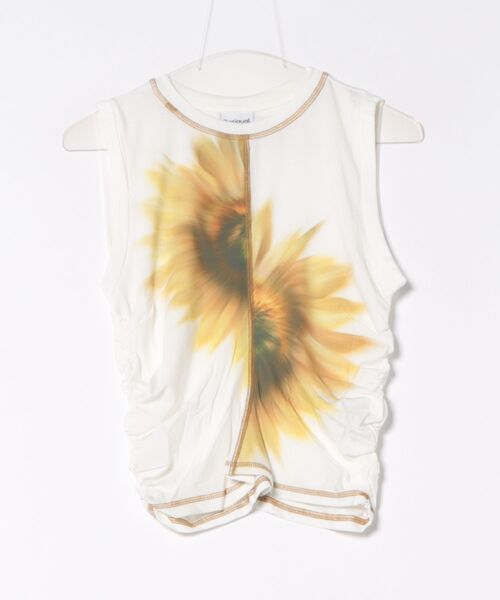 Desigual tシャツ ひまわりグラデーションノースリーブTシャツ