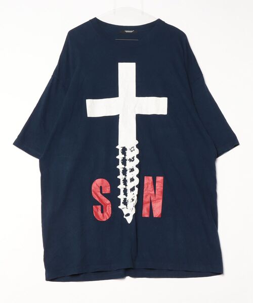 【関税込み】UNDERCOVER ネイビー 刺繍 Tシャツ UNDERCOVER 「UNDERCOVER」 半袖Tシャツ 4 ネイビー メンズ