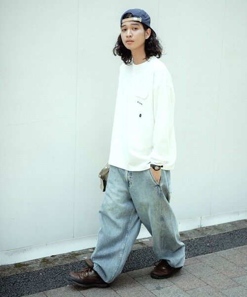「FREAK'S STORE」 長袖Tシャツ LARGE ホワイト メンズ