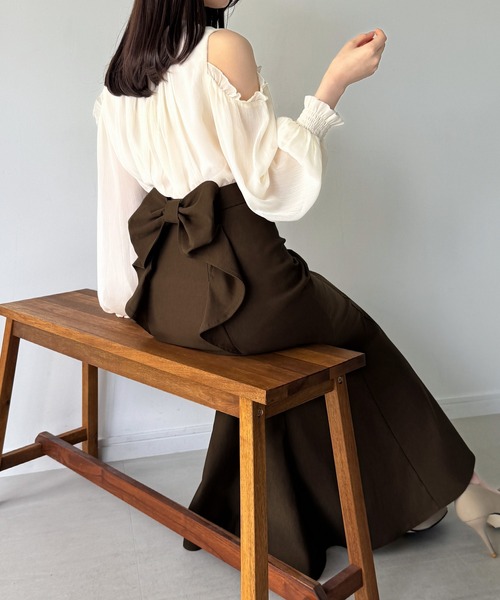 JUNOAH（ジュノア） スカート バックリボンマーメイドスカート（裏地