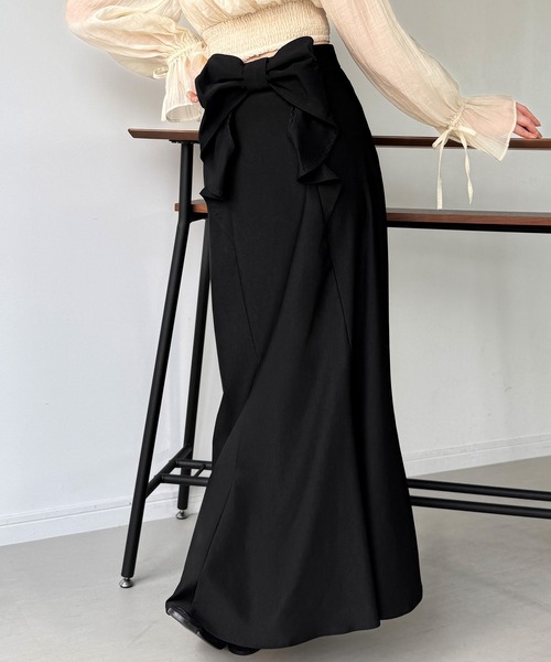 JUNOAH（ジュノア） スカート バックリボンマーメイドスカート（裏地