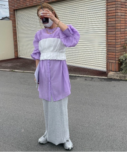 「feepur by saya」 長袖チュニック MEDIUM パープル レディース