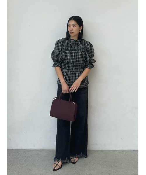 新品未使用❣️ミラオーウェン　ペポラム　シャツ　ブラウス　黒 Mila Owen tシャツ ドッキングペプラムトップスブラウス