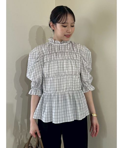 Mila Owen（ミラオーウェン） ブラウス シャツ シャーリングペプラム