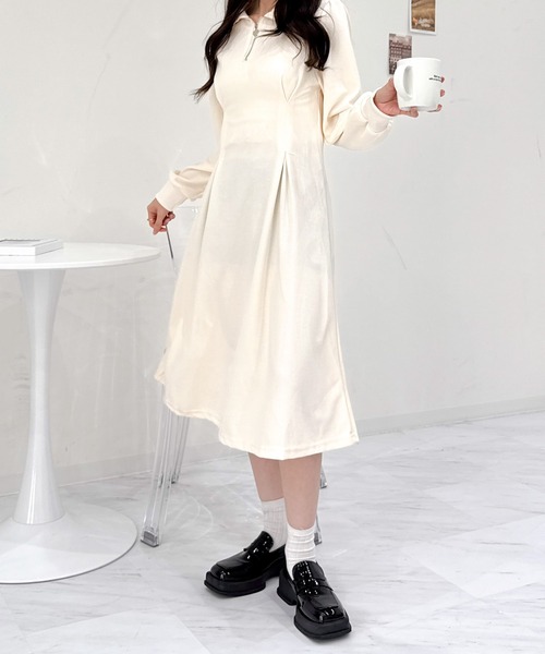 Mejoul ワンピース 「2025秋冬新作」ハーフジップ ハートチャーム