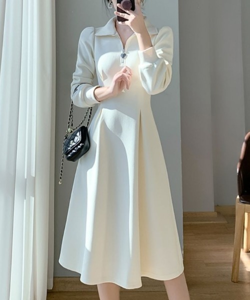 Mejoul ワンピース 「2025秋冬新作」ハーフジップ ハートチャーム