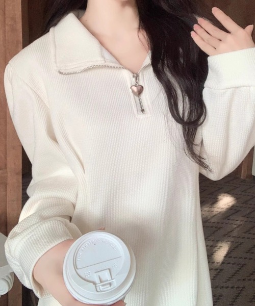 Mejoul ワンピース 「2025秋冬新作」ハーフジップ ハートチャーム