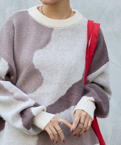 MONO-MART（モノマート） ニット セーター モヘアタッチマーブル柄