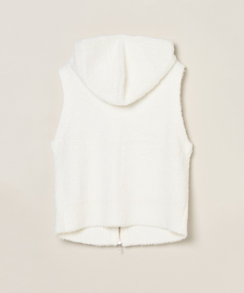 three dots フリースノースリーブベスト three dots(スリードッツ)｜ボア フーディベスト/ブラック の通販