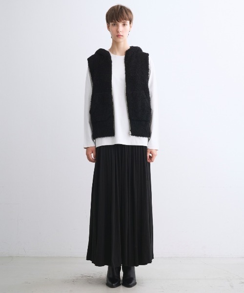 three dots（スリー ドッツ） ベスト ジレ フェザーウール ベスト