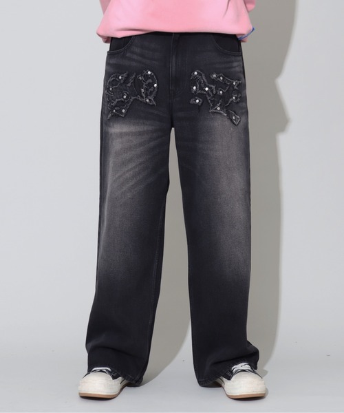 SEQUENZE ワイドパンツ ジーンズ 「SEQUENZ/シークエンズ」APPLIQUE