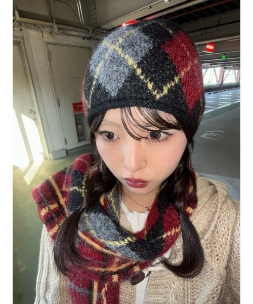 SLY（スライ） ストール マフラー ARGYLE MIX JQ KNIT STALL