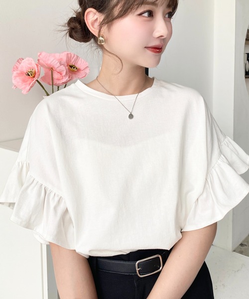 [moment+] трикотаж с коротким рукавом M "теплый" белый женский 