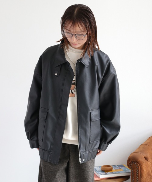 cepo（セポ） ブルゾン アウター フェイクレザージップアップブルゾン
