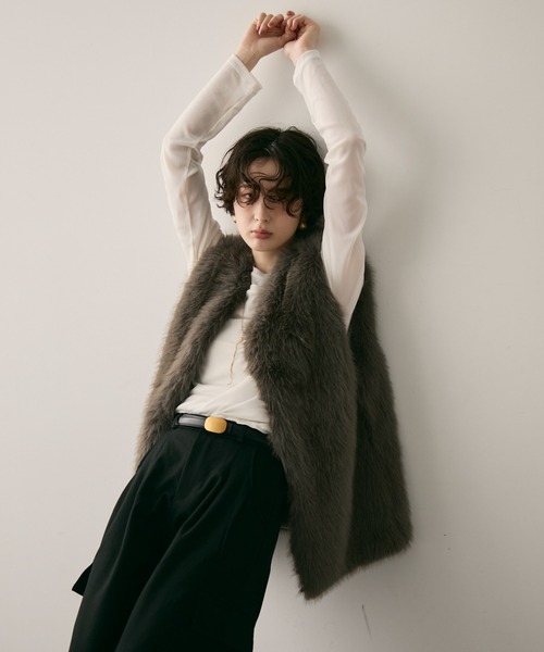 Trish（トリッシュ） ベスト ジレ ヴィーガンファーミドルジレ