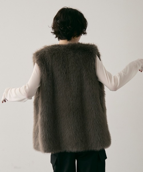 Trish（トリッシュ） ベスト ジレ ヴィーガンファーミドルジレ