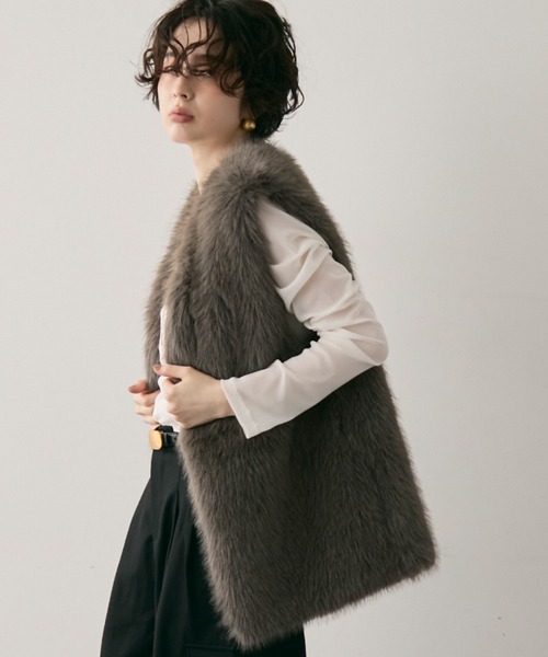 Trish（トリッシュ） ベスト ジレ ヴィーガンファーミドルジレ