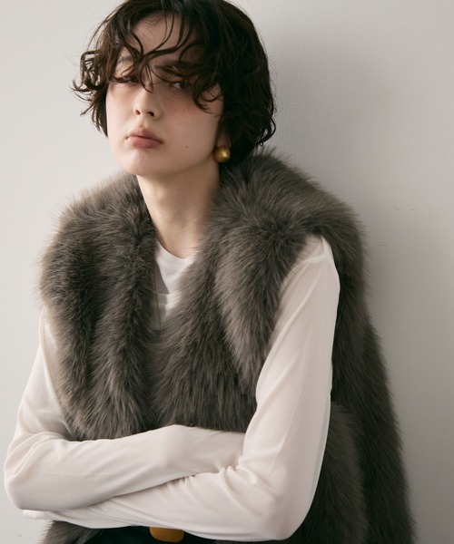 Trish（トリッシュ） ベスト ジレ ヴィーガンファーミドルジレ