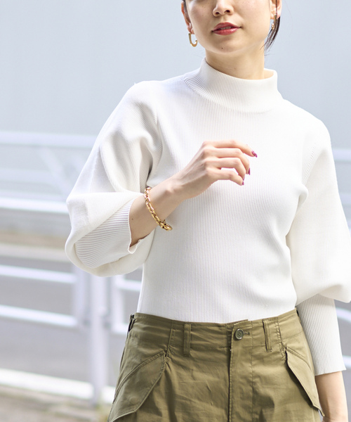 「NOBLE」 長袖ニット FREE ネイビー レディース_画像4