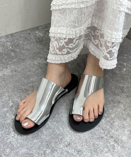 「NICOLAS LAINAS」 フラットサンダル 38 ゴールド レディース_画像2