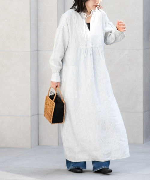 「FORK&SPOON」 長袖ワンピース 2 ブルー系その他 レディース_画像5