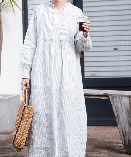 「FORK&SPOON」 長袖ワンピース 2 ブルー系その他 レディース_画像9