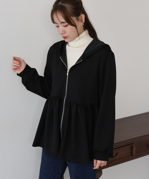 シソラス sysorus ペプラムパーカー　フーディー　ブルゾン　ブラック シソラス sysorus ペプラムパーカー フーディー ブルゾン ブラック