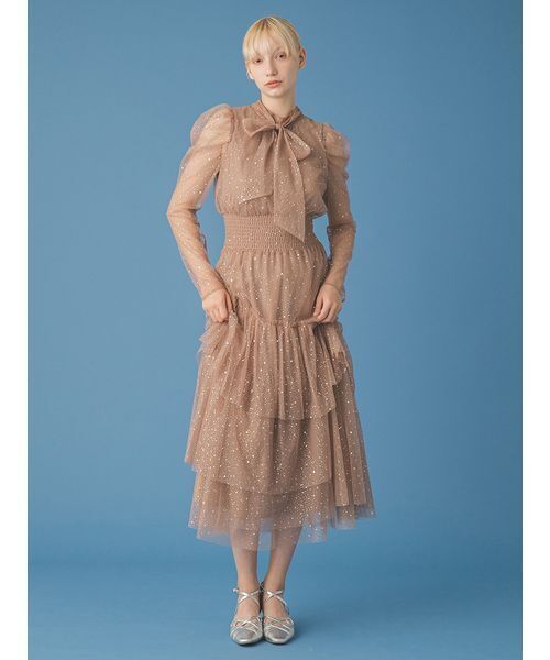 FURFUR（ファーファー） ドレス ロングスリーブラメチュールドレス