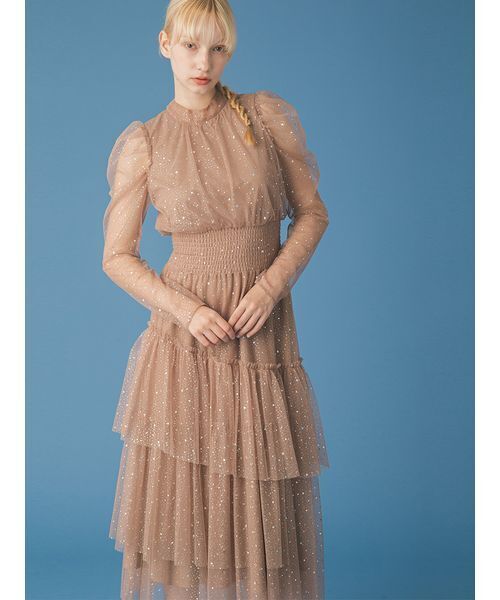 FURFUR（ファーファー） ドレス ロングスリーブラメチュールドレス