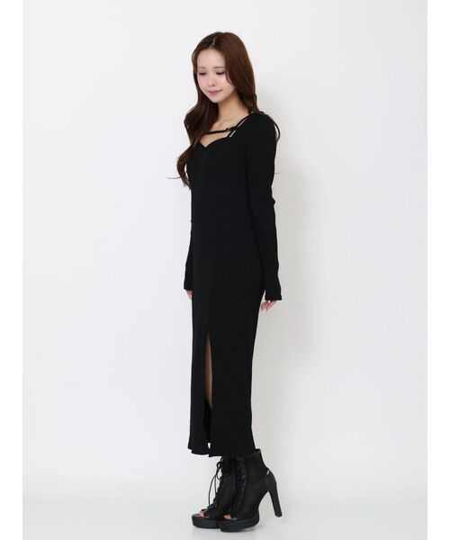 EATME ベルテッドリブワンピース(ブラック) 美品 EATME（イートミー） ワンピース ベルテッドリブワンピース : ZOZOTOWN