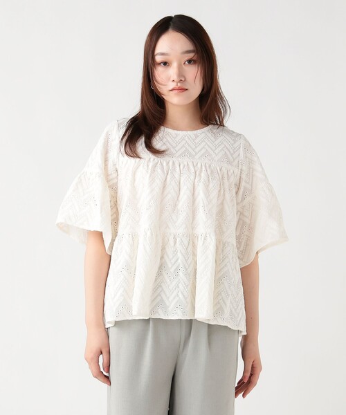Beams ハート模様のブラウス　オンライン飲み会にかわいいブラウスです BEAMS HEART（ビームス ハート）クリンクル シャツブラウス（シャツ