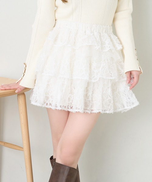 one after another NICE CLAUP スカート フリルティアードミニスカート