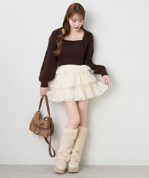 one after another NICE CLAUP スカート フリルティアードミニスカート