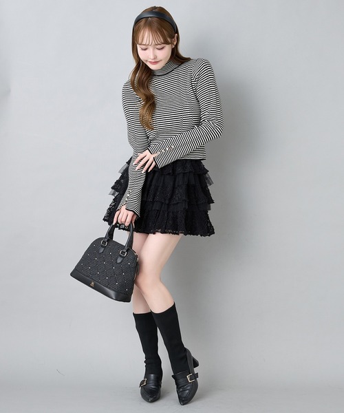 alice auaa黒ミニスカート フリル alice auaa フリル付き黒ミニスカート